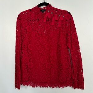 J Crew floral lace red blouse with cami